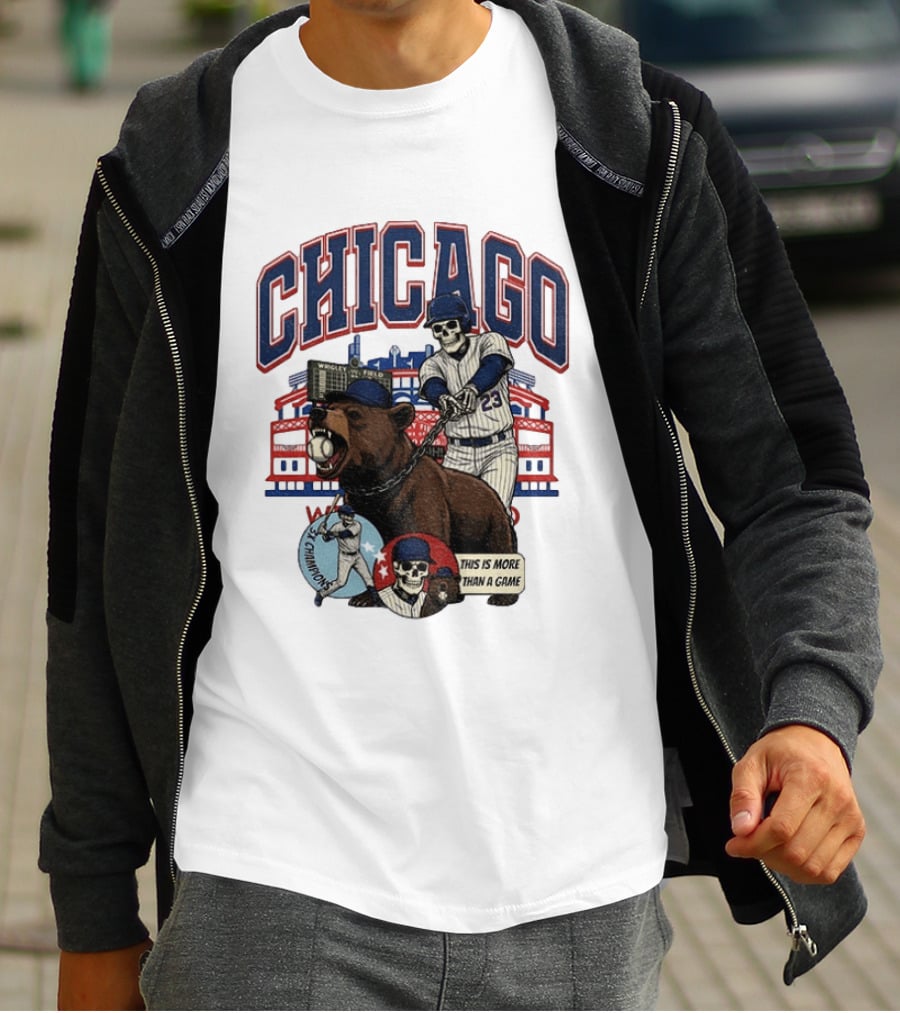Chicago Cubs Wrigley Field Skeleton Baseball Champions This Is More Than A Game T-Shirt