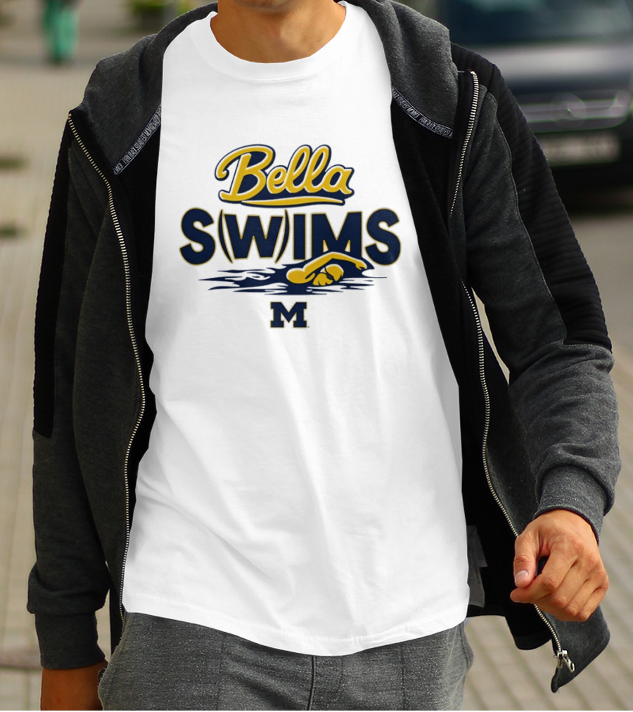 Bella Swims Michigan Wolverines M University Swimming T-Shirt