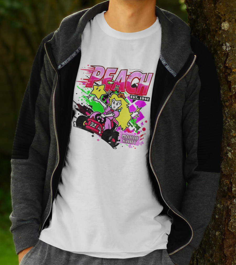 Peach Mario Kart Princess Riding With Star Power Est 1992 T-Shirt