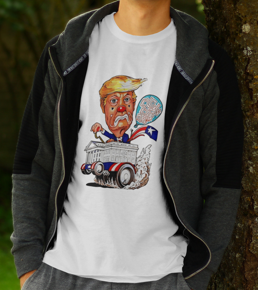 Clown Car One Cartoon Trump White House Sátira Política Divertida T-Shirt