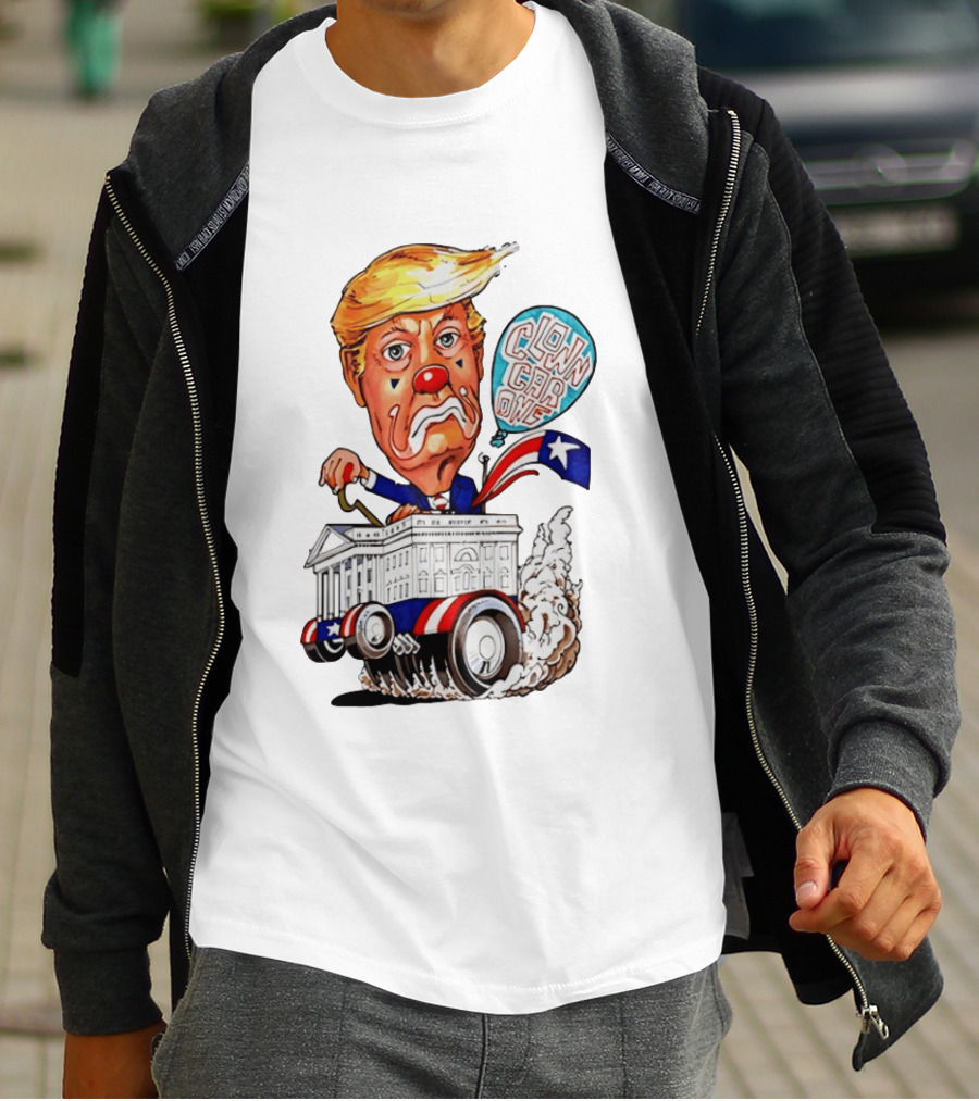 Clown Car One Cartoon Trump White House Sátira Política Divertida T-Shirt