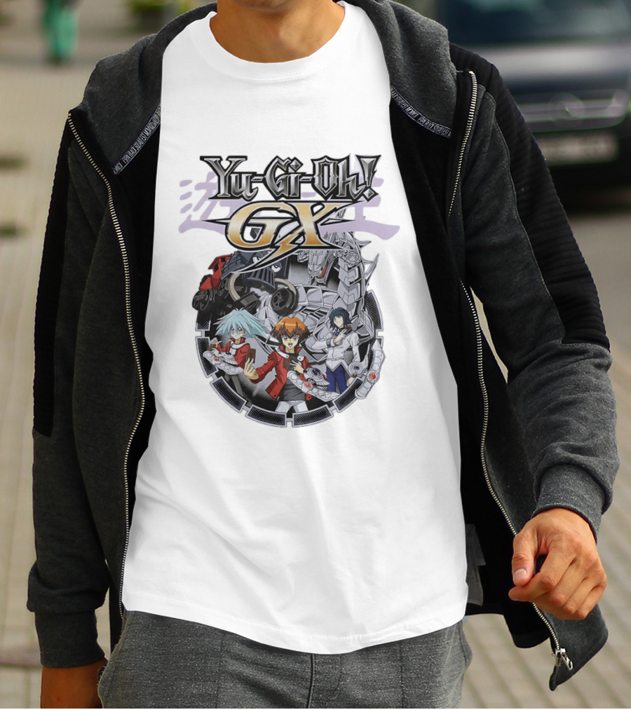 Yu Gi Oh GX Anime Characters With Duel Disk And Monsters T-Shirt