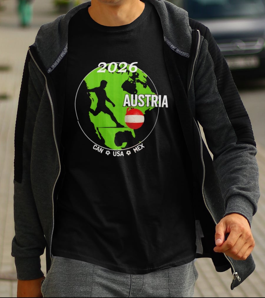 Austria Football 2026 CAN USA MEX World Cup Soccer Map T-Shirt