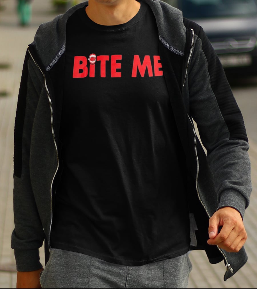 Bite Me Halloween Vampire Teeth Red Letters T-Shirt