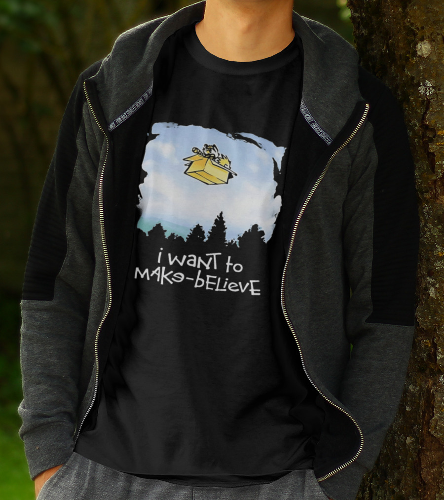 I Want To Mako Believe Calvin And Hobbes Inspired Flying Box Adventure T-Shirt