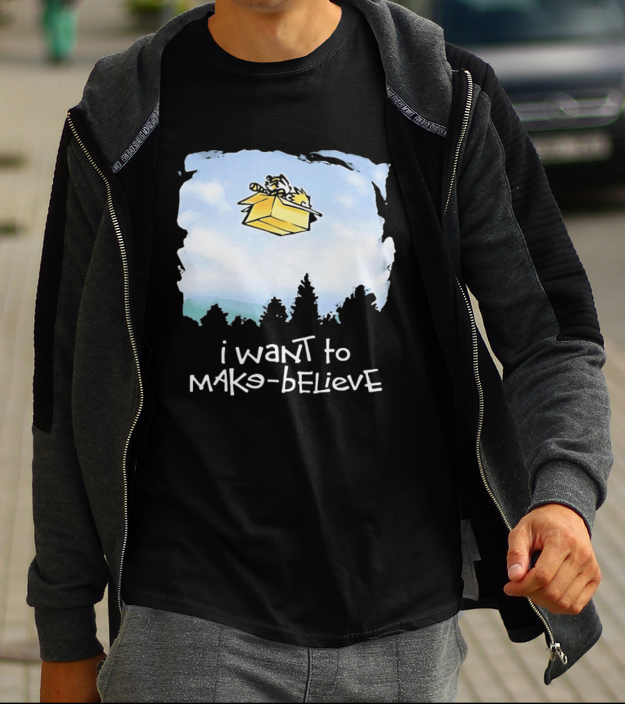 I Want To Mako Believe Calvin And Hobbes Inspired Flying Box Adventure T-Shirt