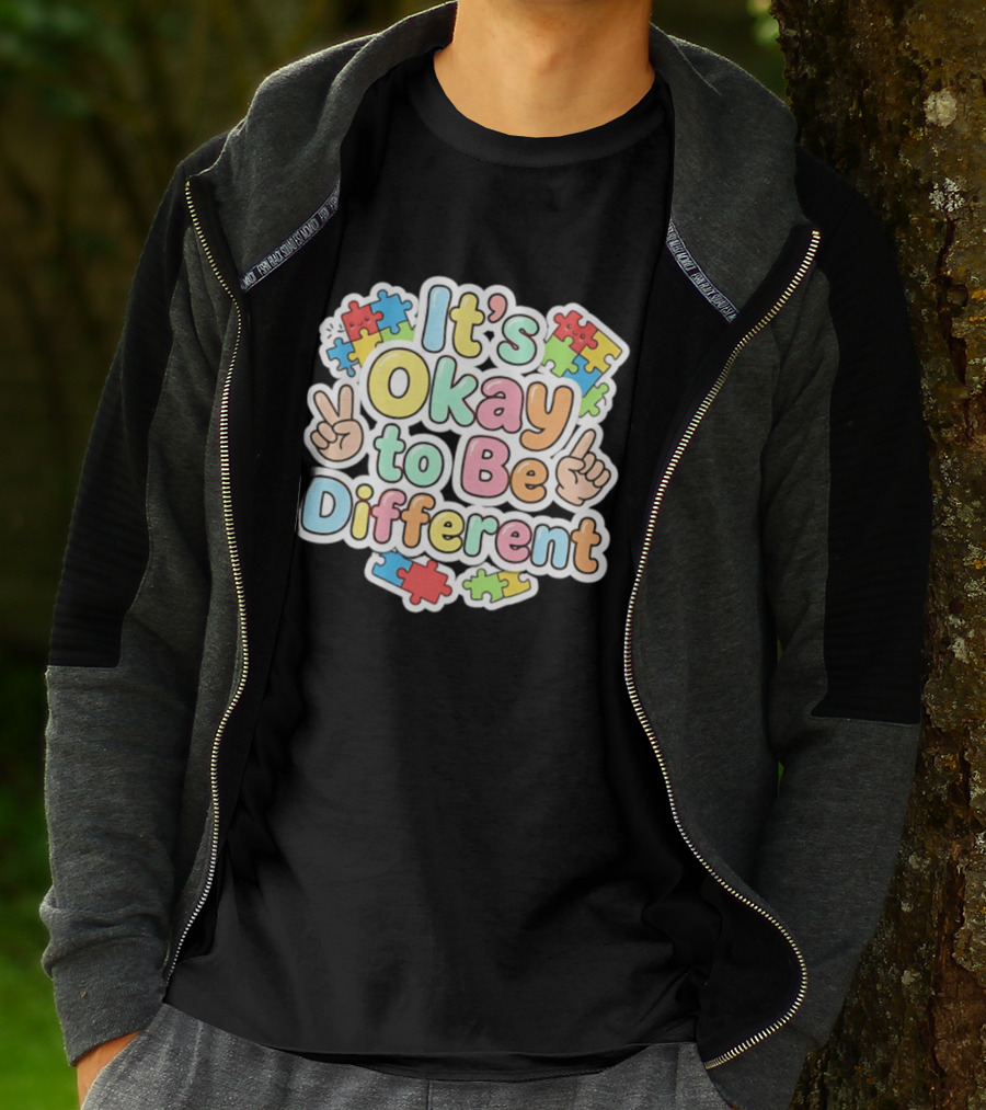 It's Okay To Be Different Autism Awareness Puzzle Pieces T-Shirt
