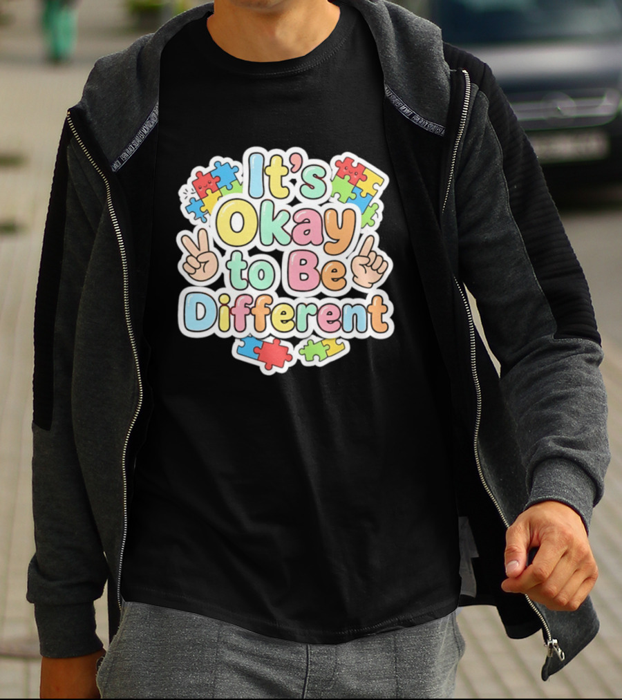 It's Okay To Be Different Autism Awareness Puzzle Pieces T-Shirt