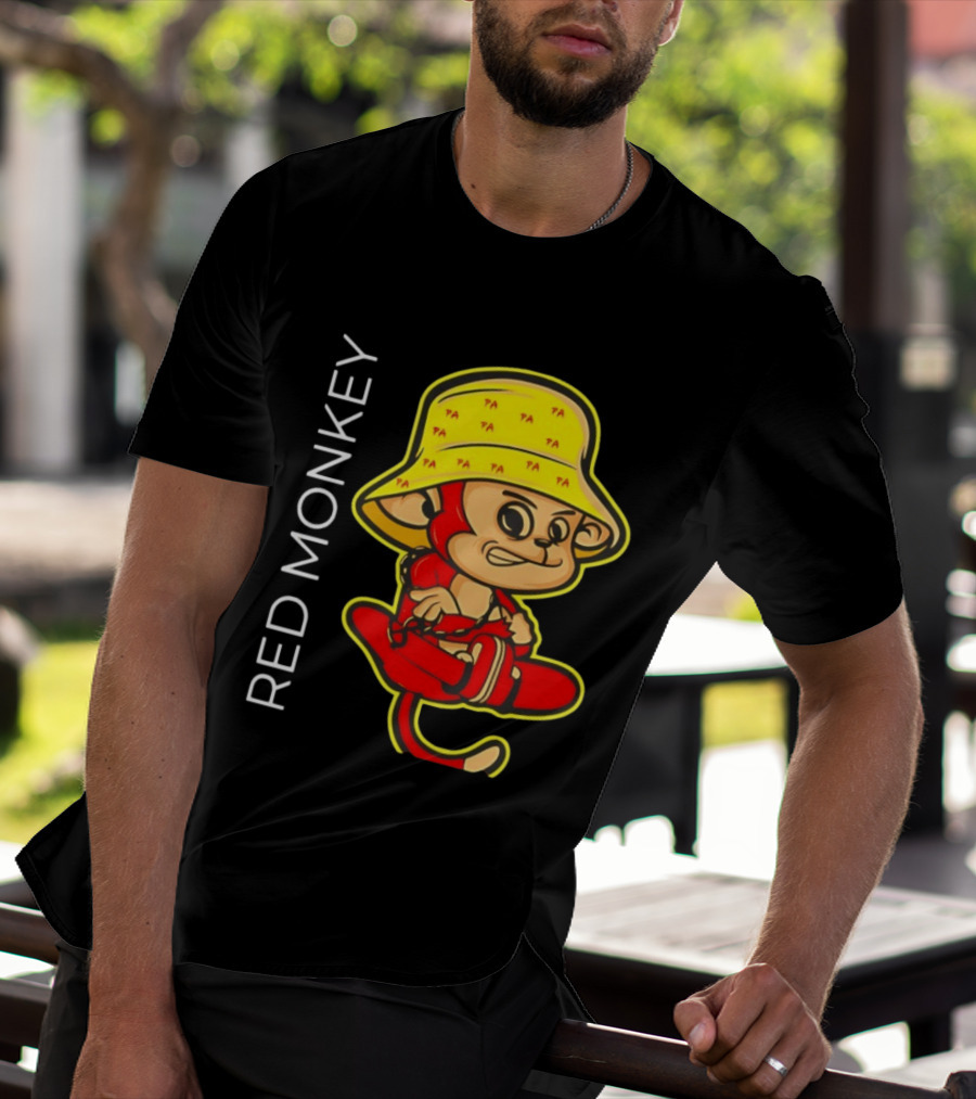 PA Red Monkey Cartoon With Yellow Hat T-Shirt