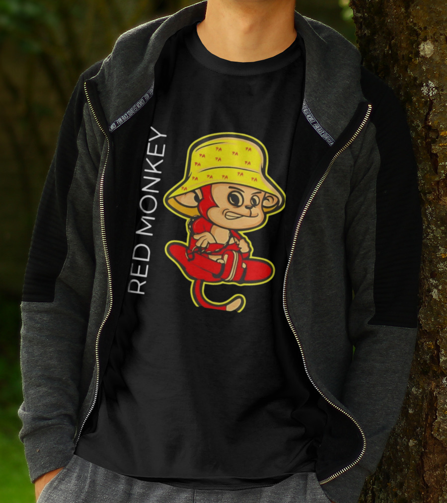 PA Red Monkey Cartoon With Yellow Hat T-Shirt