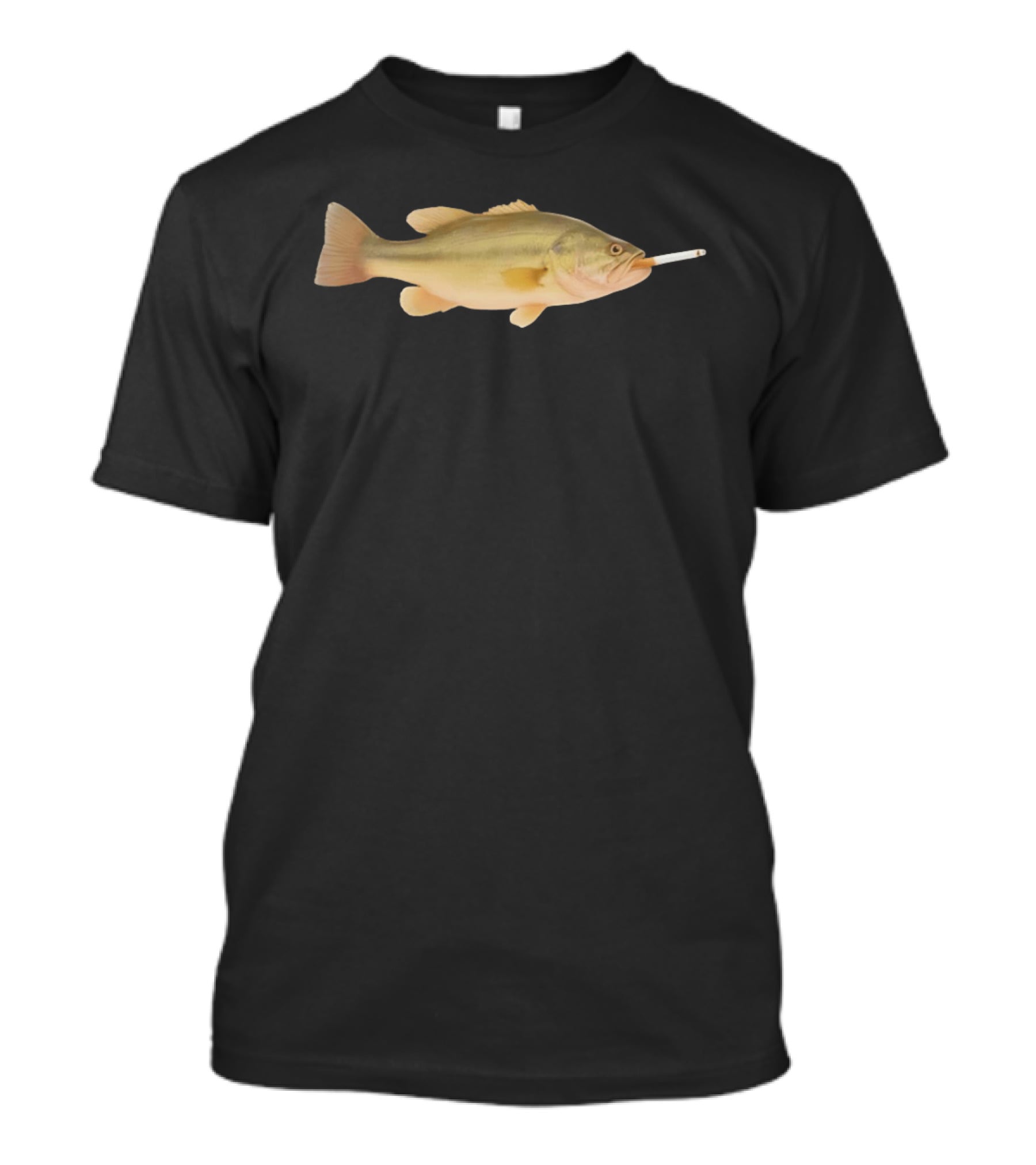 Fish Smoking Cigarette Novelty Humor T-Shirt