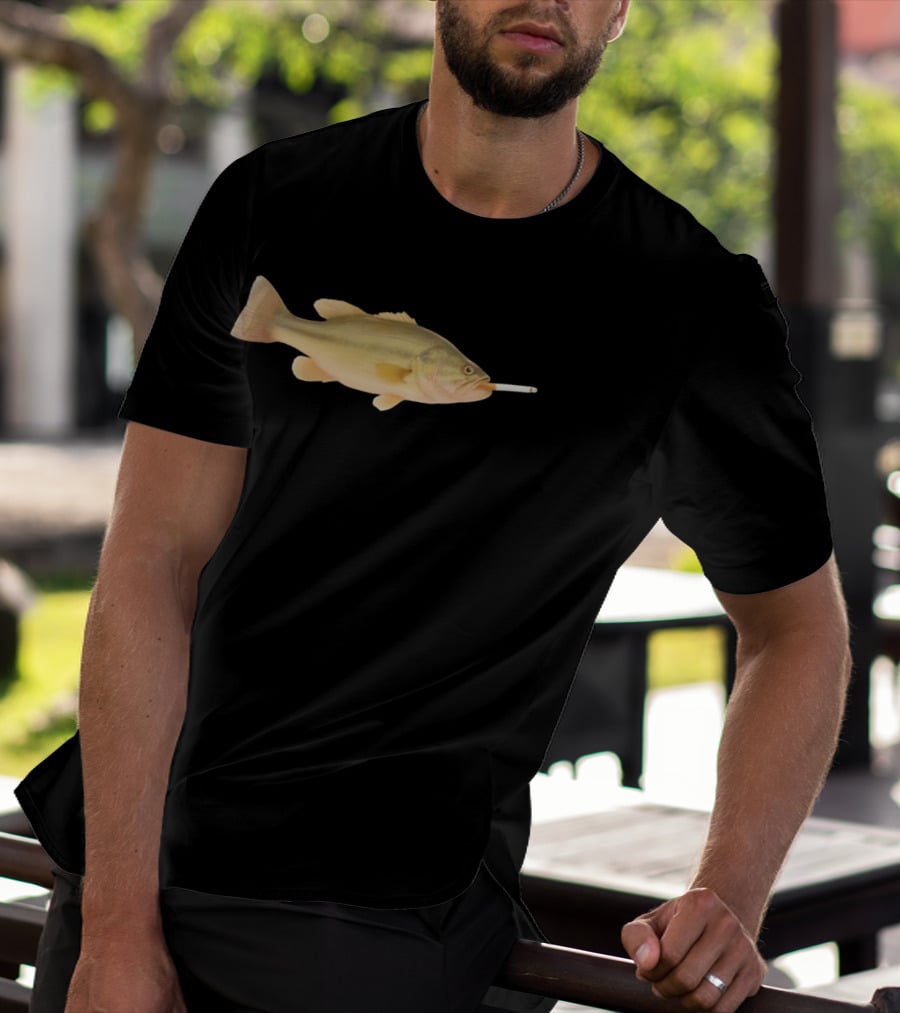 Fish Smoking Cigarette Novelty Humor T-Shirt