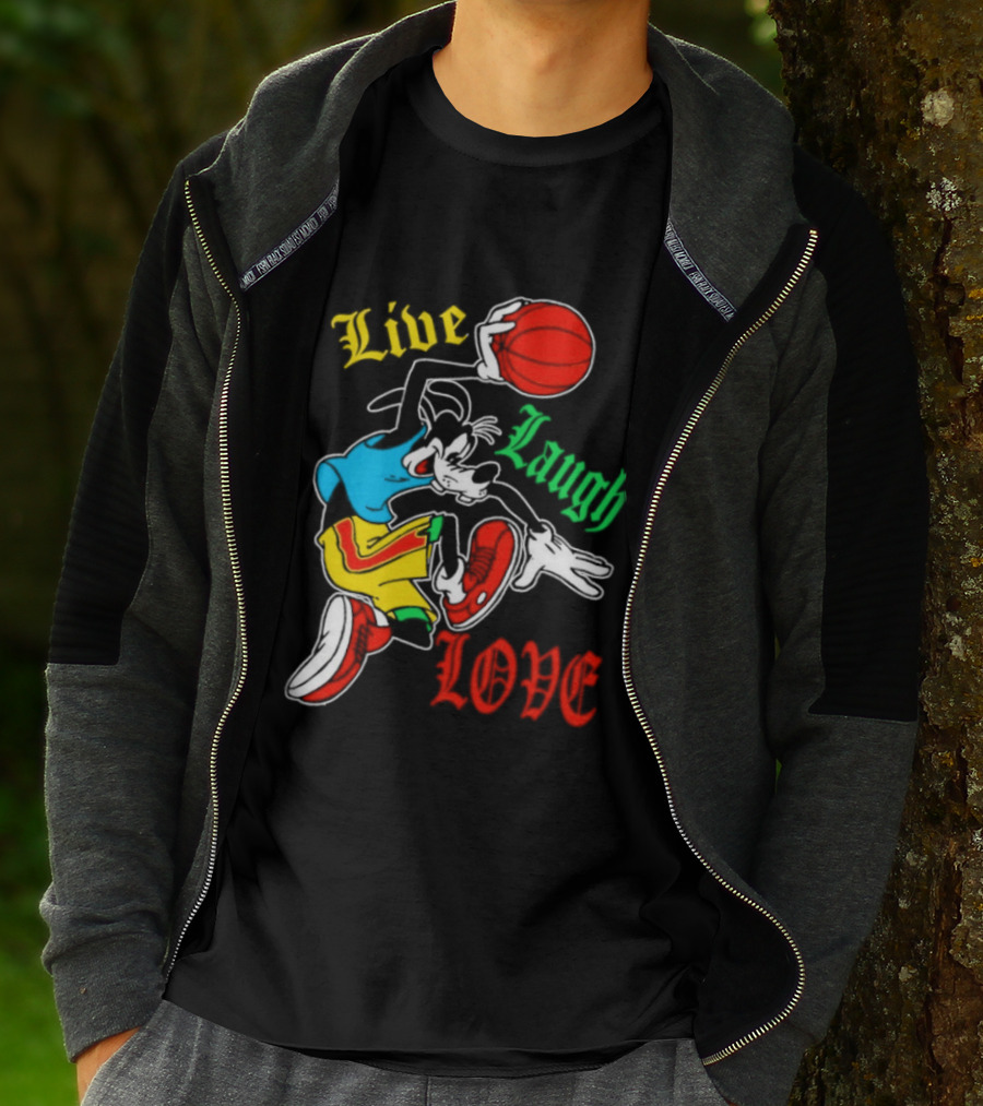 Live Laugh Love Goofy Basketball Colorful Dunk T-Shirt
