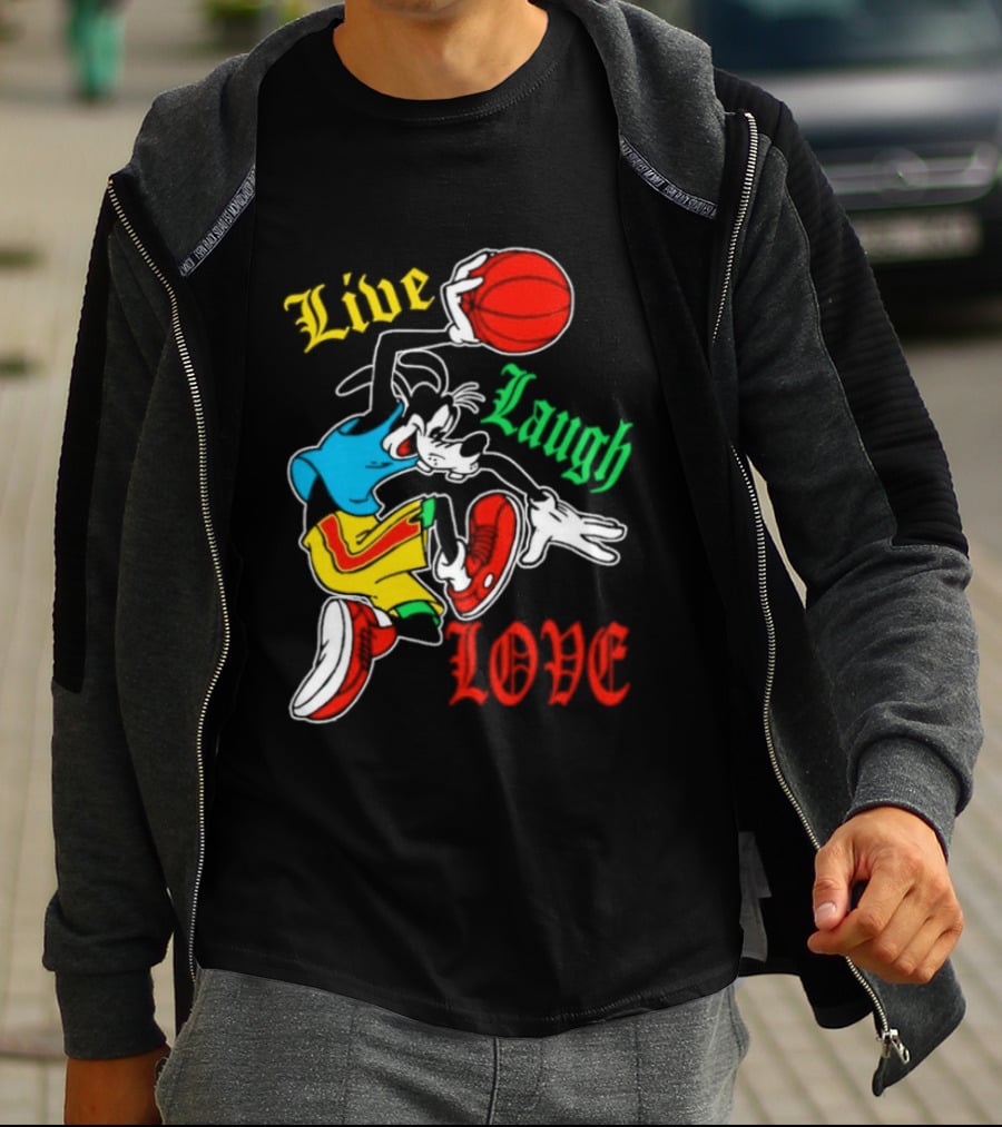Live Laugh Love Goofy Basketball Colorful Dunk T-Shirt