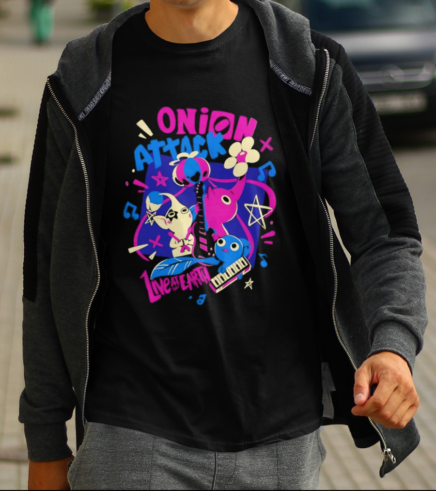 Onion Attack Live At Earth Pikmin Music Themed Concept T-Shirt
