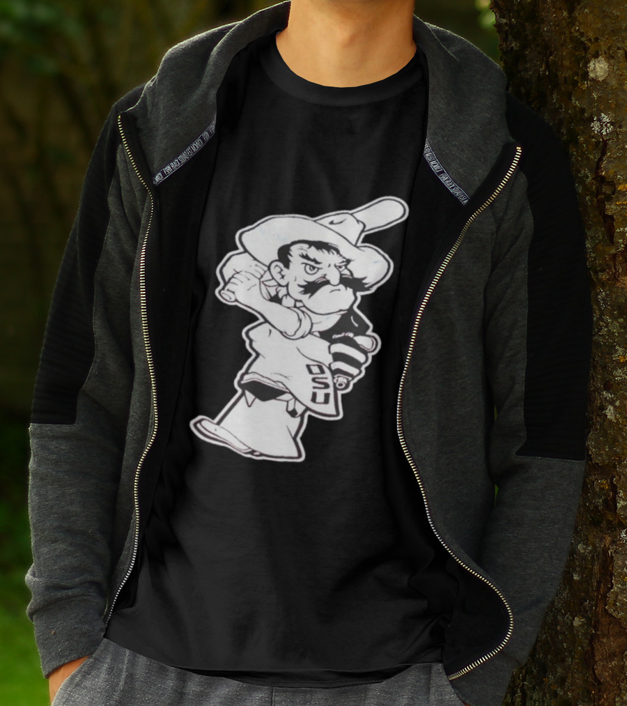 Pistol Pete Pitching OSU Cowboy Baseball T-Shirt