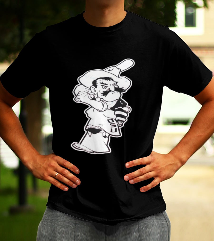Pistol Pete Pitching OSU Cowboy Baseball T-Shirt