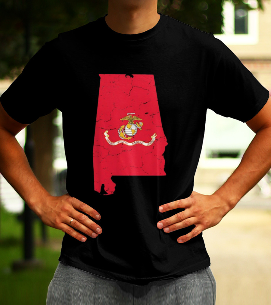 United States Marine Corps Alabama Emblem Map T-Shirt