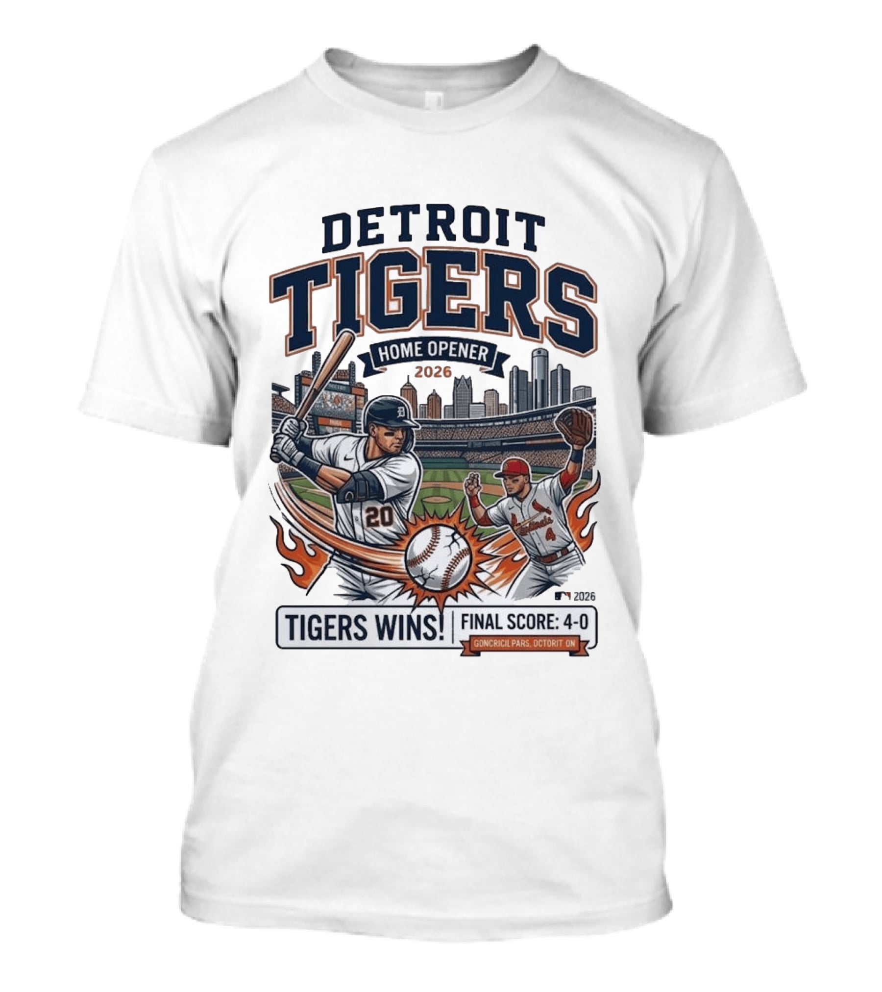Detroit Tigers Home Opener 2026 Cardinals Final Score 4 0 T-Shirt