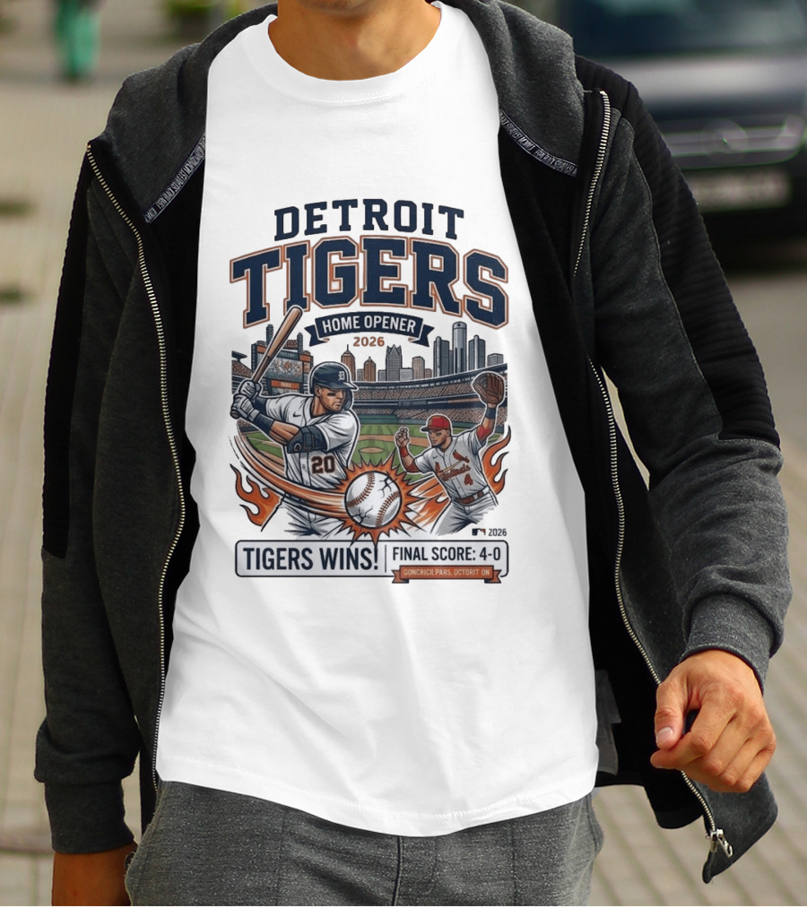 Detroit Tigers Home Opener 2026 Cardinals Final Score 4 0 T-Shirt