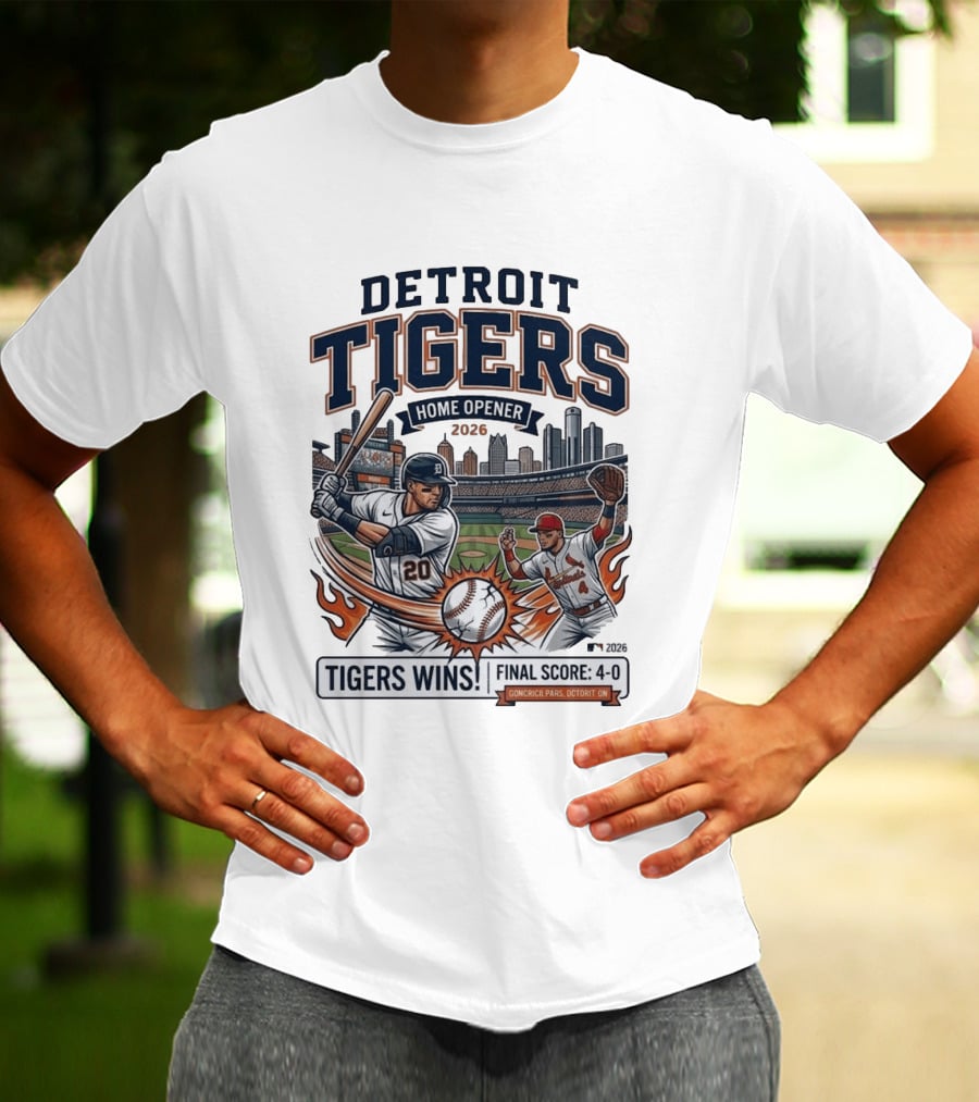 Detroit Tigers Home Opener 2026 Cardinals Final Score 4 0 T-Shirt