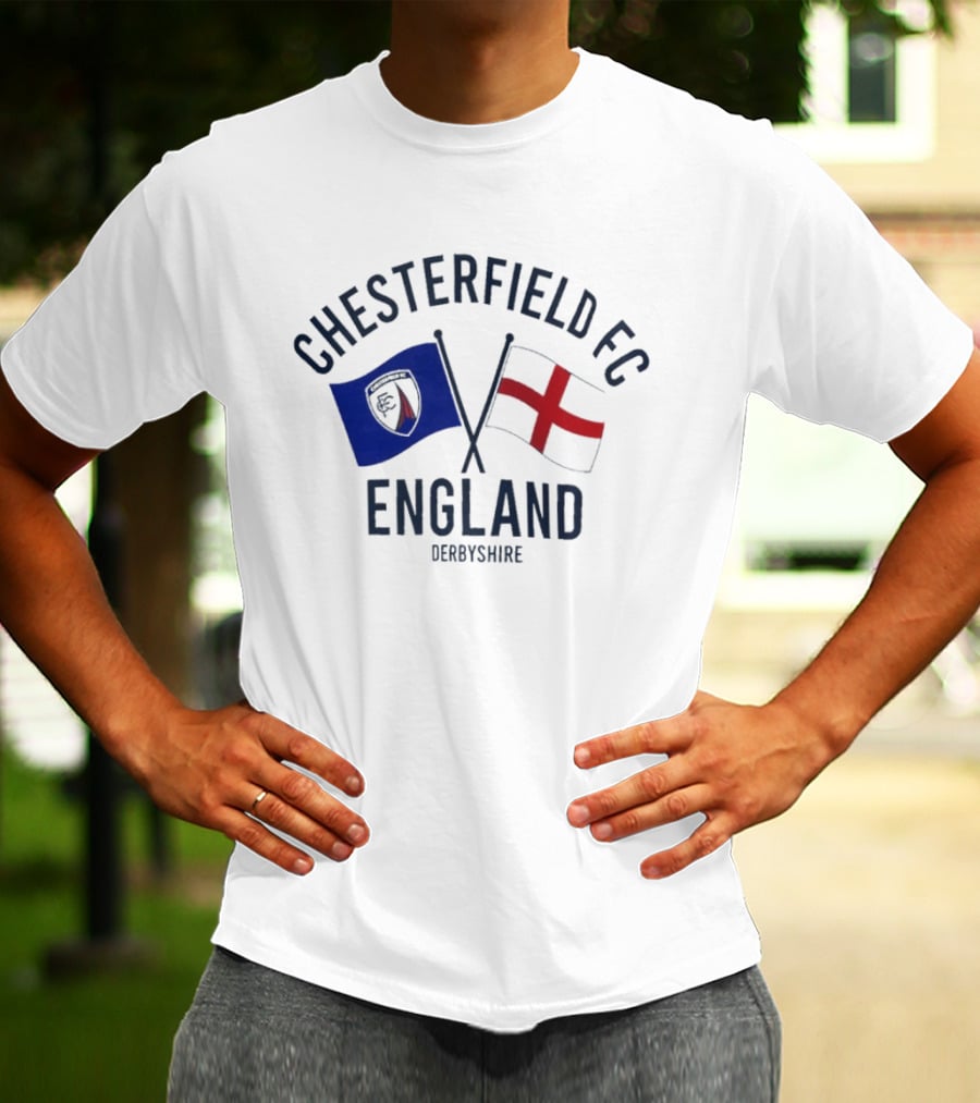 Chesterfield FC England Derbyshire Crossed Flags T-Shirt