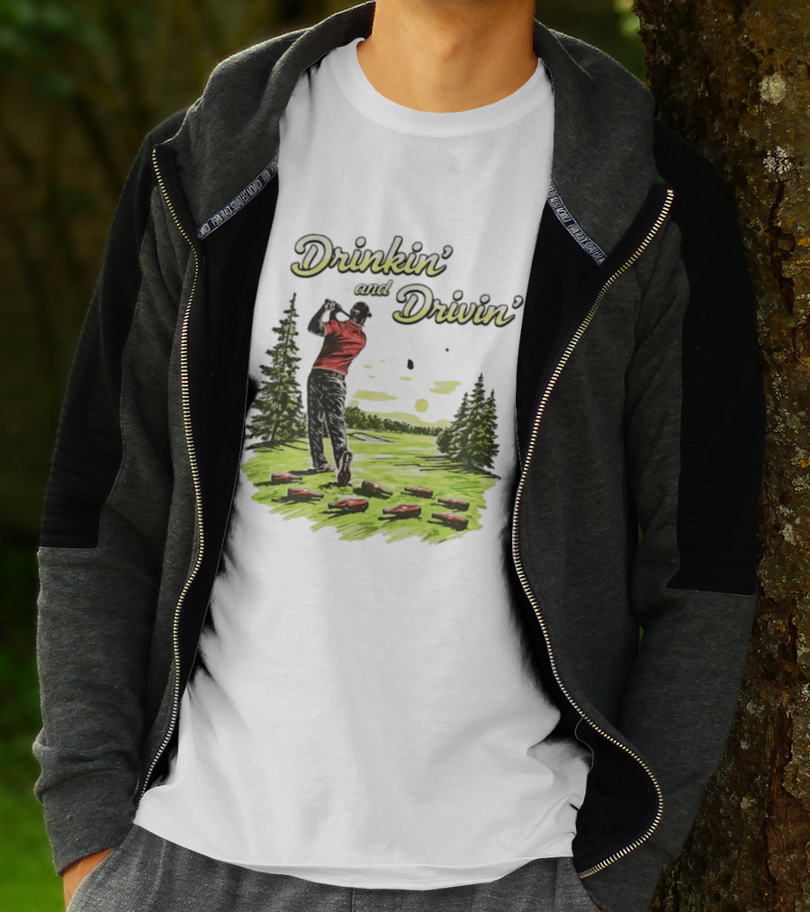 Drinkin' And Drivin' Golfer With Bottles On Golf Course T-Shirt