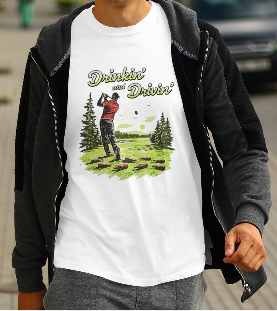 Drinkin' And Drivin' Golfer With Bottles On Golf Course T-Shirt