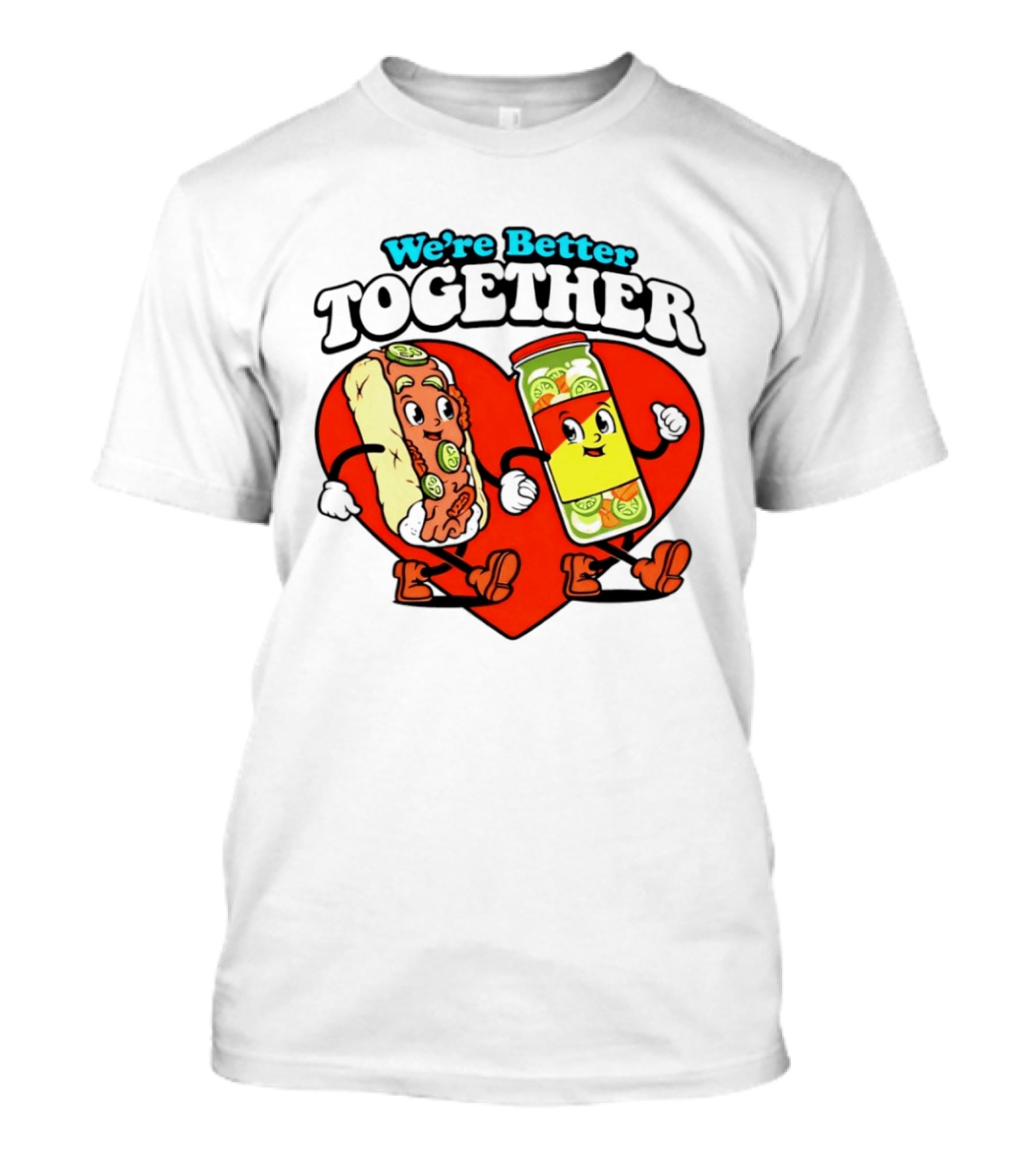 We're Better Together Hot Dog And Mustard Love Heart T-Shirt