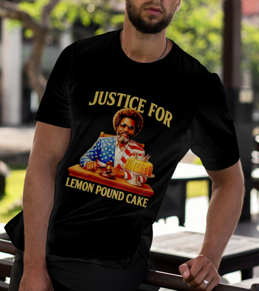 Justice For Lemon Pound Cake Meme Retro Style Judge With Gavel And Patriotic Suit T-Shirt