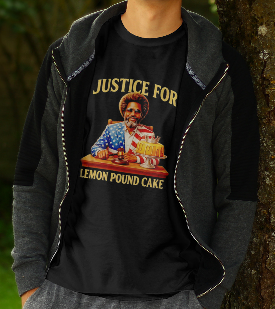 Justice For Lemon Pound Cake Meme Retro Style Judge With Gavel And Patriotic Suit T-Shirt