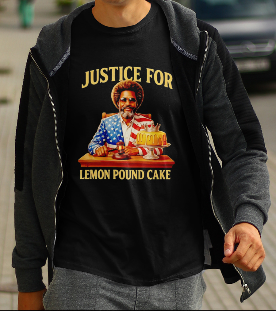 Justice For Lemon Pound Cake Meme Retro Style Judge With Gavel And Patriotic Suit T-Shirt