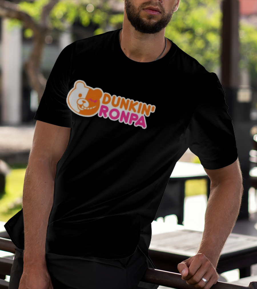Dunkin' Ronpa Bear Face Graphic Brian Beacock T-Shirt