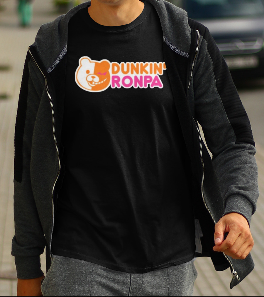 Dunkin' Ronpa Bear Face Graphic Brian Beacock T-Shirt