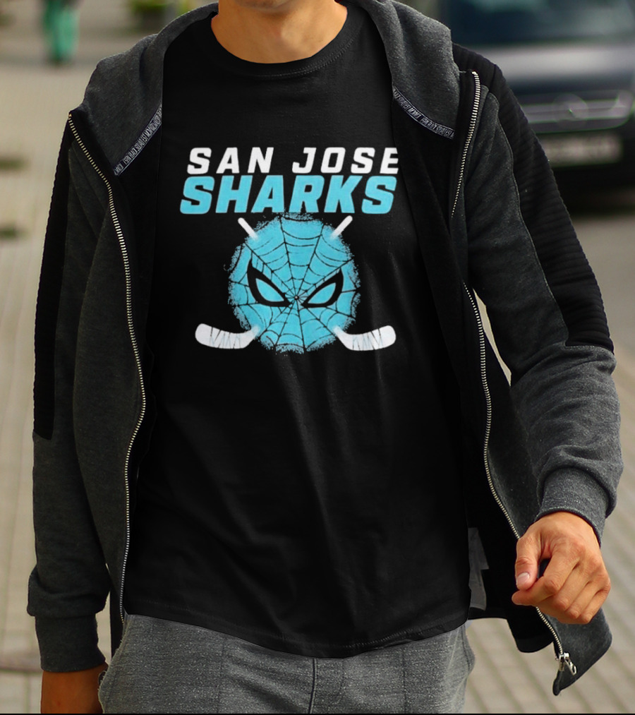 San Jose Sharks Spider Hockey Mask T-Shirt