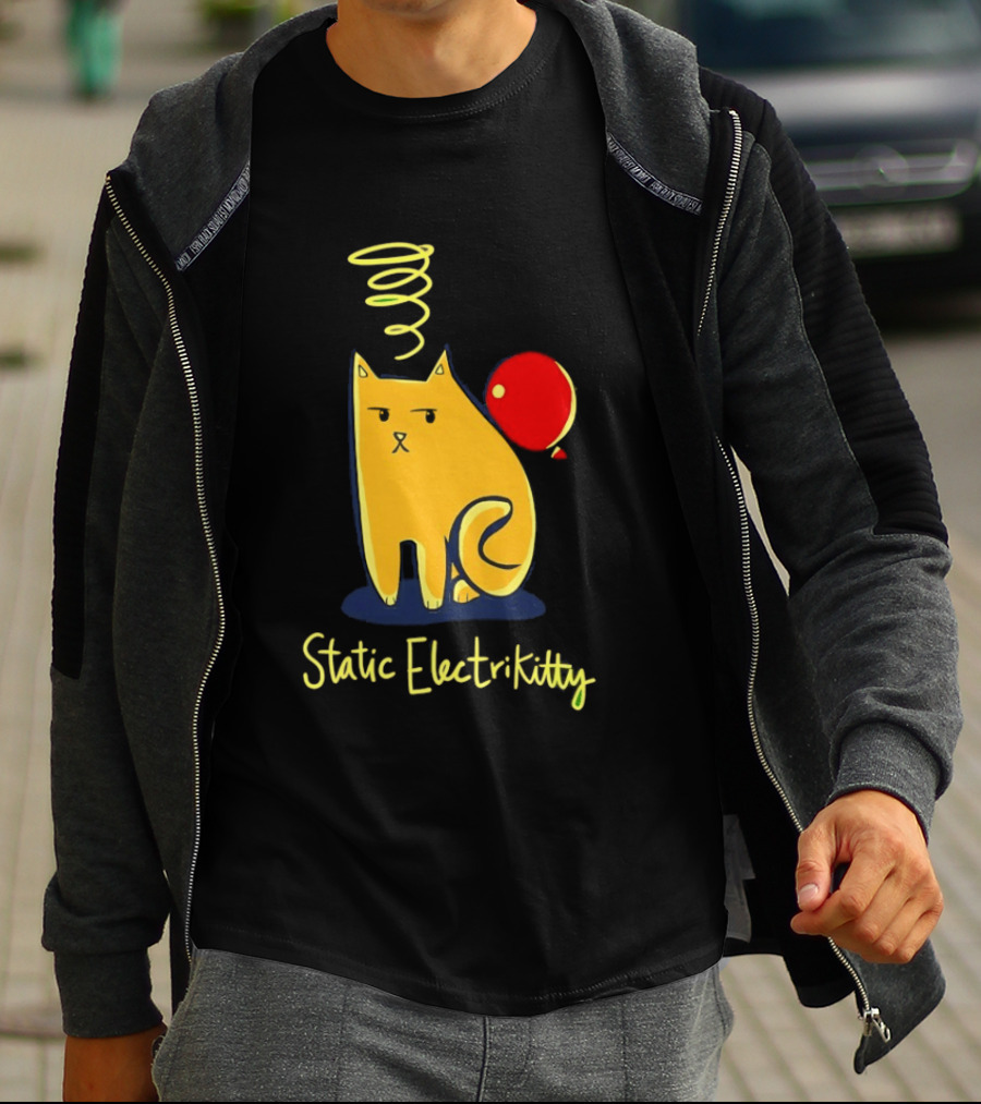 Static Electricity Cat Balloon Fun T-Shirt