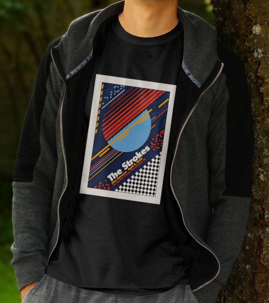 The Strokes Alex Cameron April 4 2026 San Francisco CA Checkerboard Stripes T-Shirt