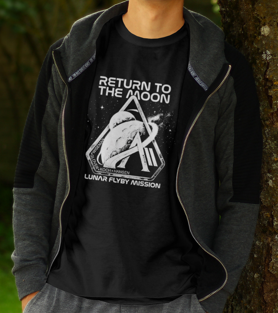 Return To The Moon Artemis 2 Lunar Flyby Mission Mcclain Glover Koch Hansen T-Shirt