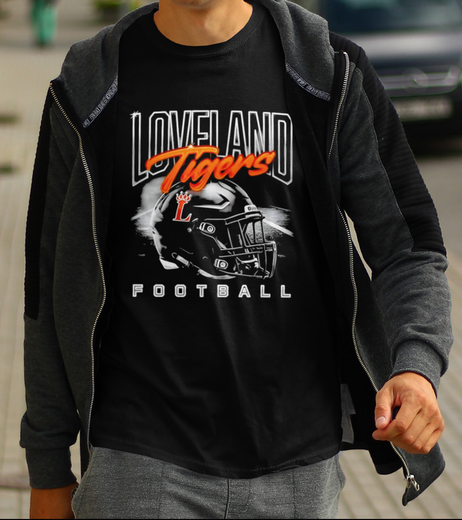 Loveland Tigers Football Helmet L T-Shirt