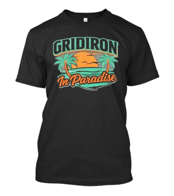 Gridiron In Paradise Tropical Sunset Palm Trees T-Shirt