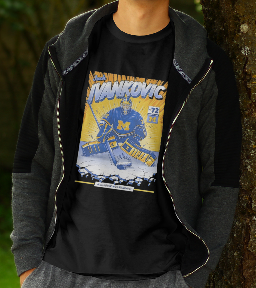 Jack Ivankovic Michigan Wolverines Hockey No 72 Goaltender 2026 T-Shirt