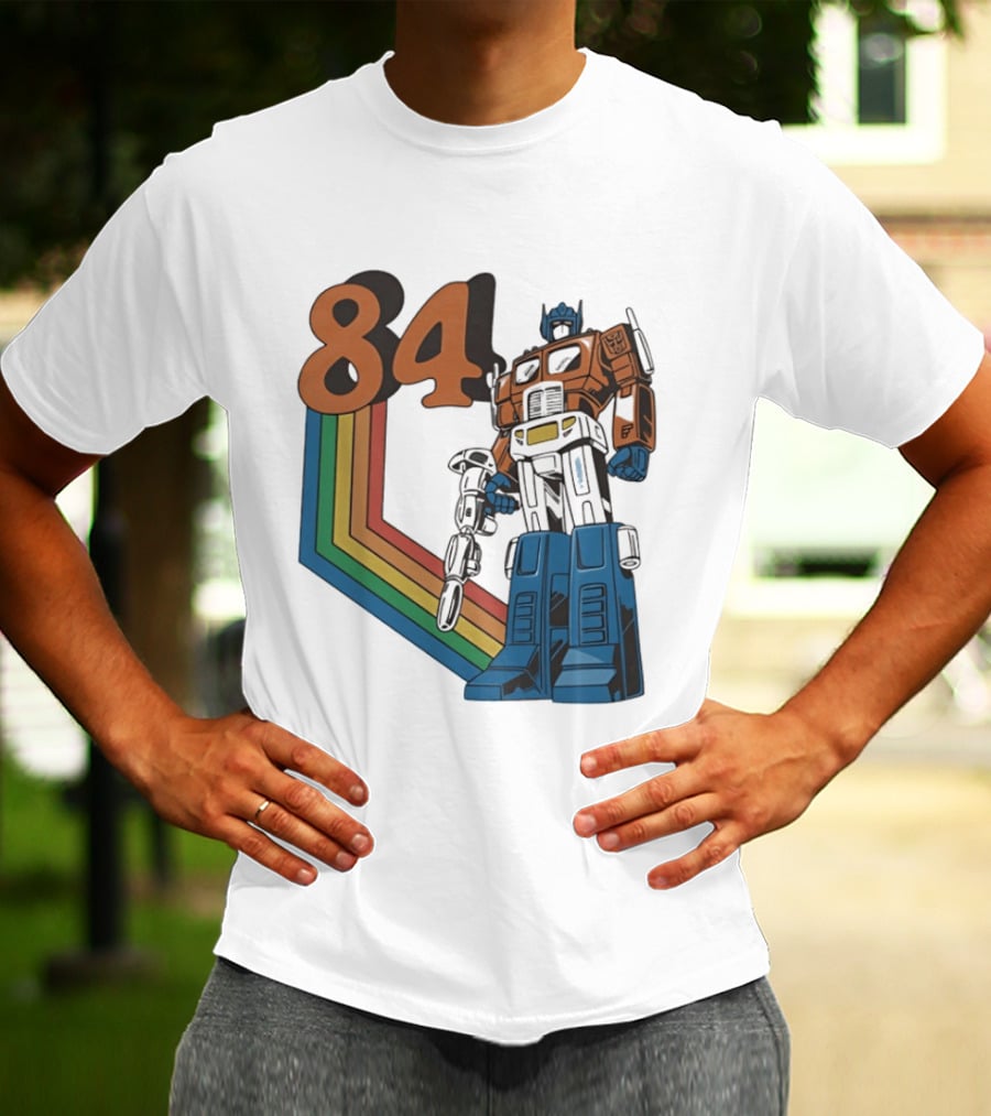 Optimus Prime 84 Retro Transformers Rainbow T-Shirt