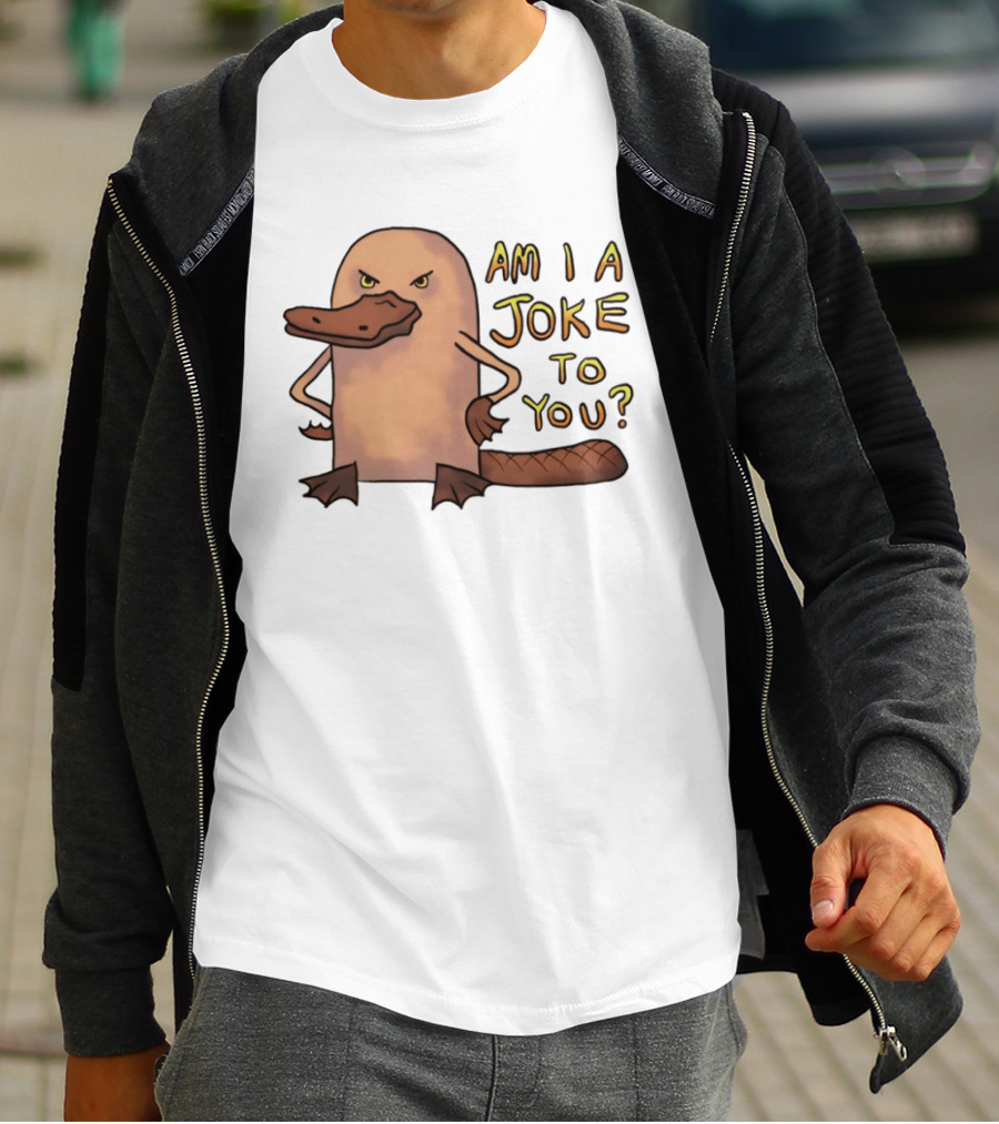 Platypus Am I A Joke To You? Cartoon Style Angry Expression T-Shirt