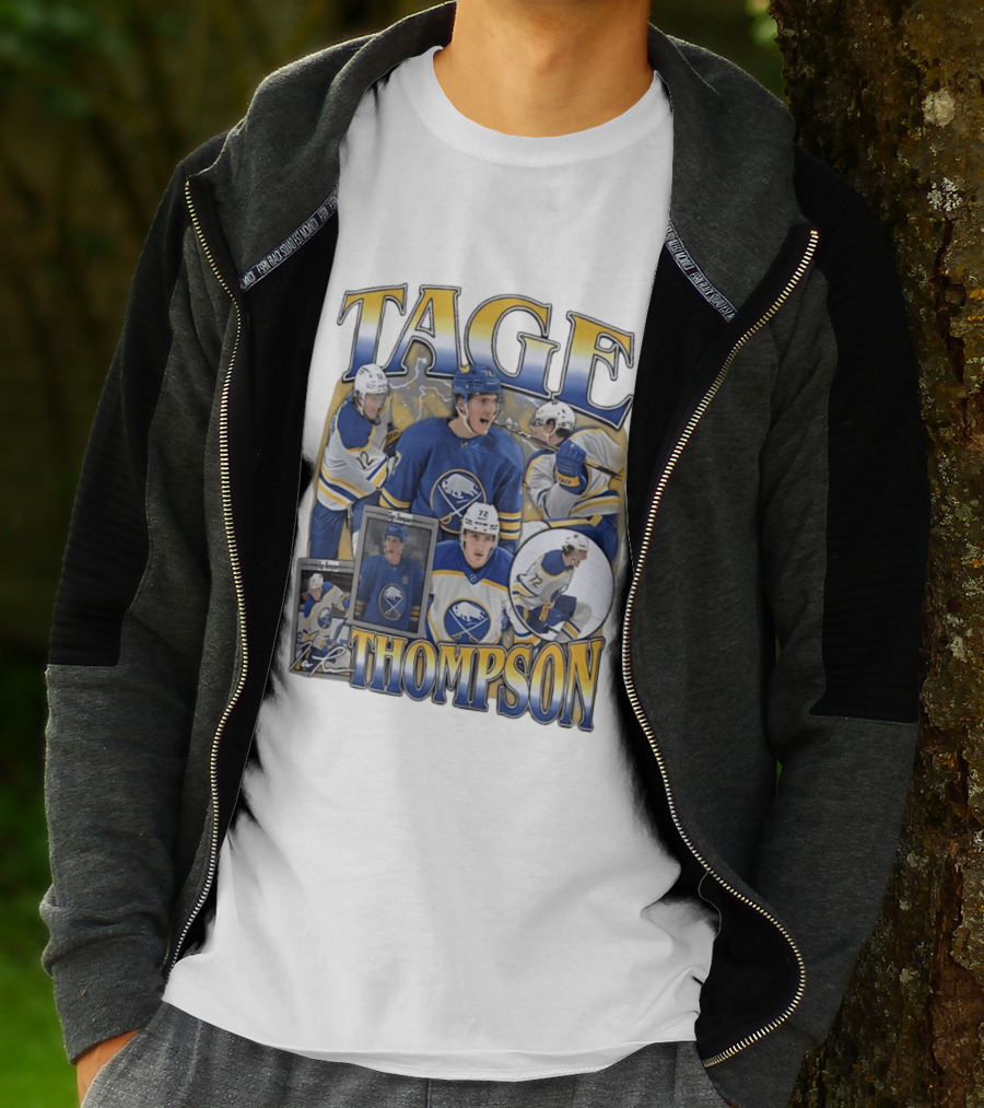 Tage Thompson 72 Buffalo Sabres Ice Hockey Player Action Collage T-Shirt