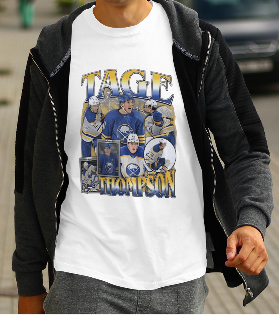 Tage Thompson 72 Buffalo Sabres Ice Hockey Player Action Collage T-Shirt