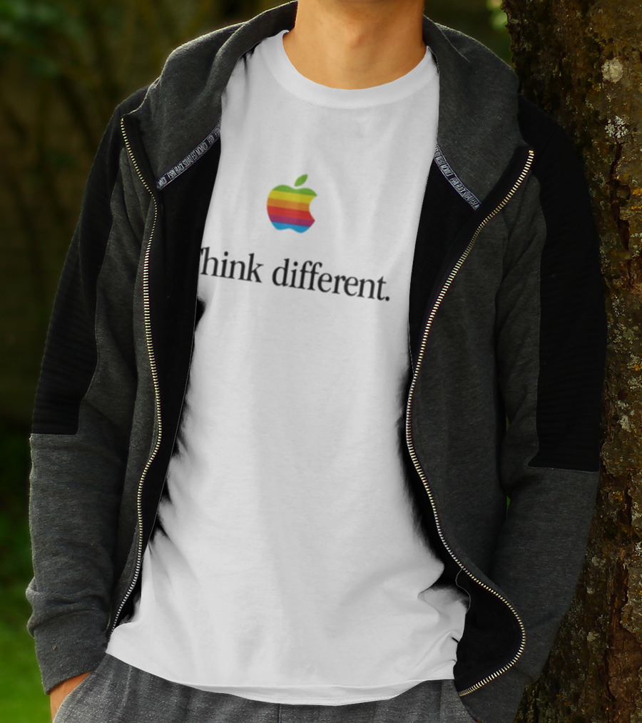 Think Different Apple Rainbow Logo Retro Tech T-Shirt