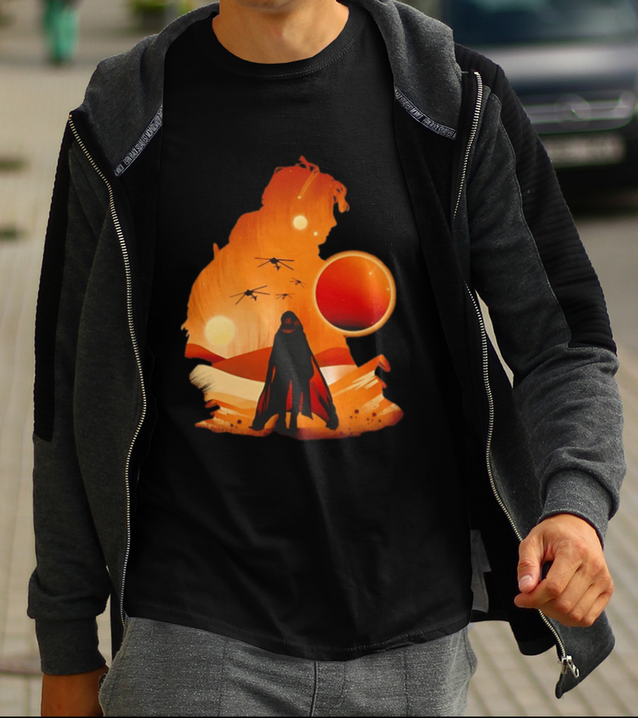 Dune The Final Sand Battle Epic Desert Scene With Hero And Sun T-Shirt