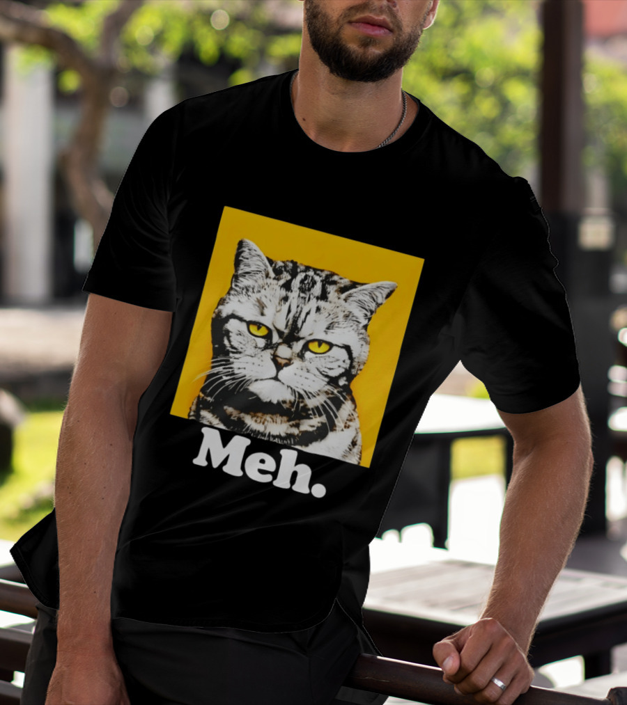 Meh Angry Cat With Yellow Eyes T-Shirt