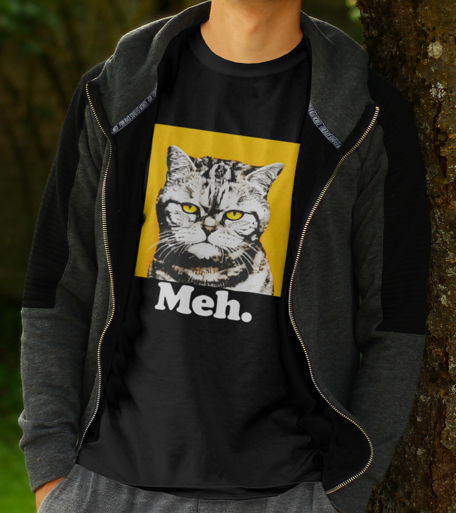 Meh Angry Cat With Yellow Eyes T-Shirt