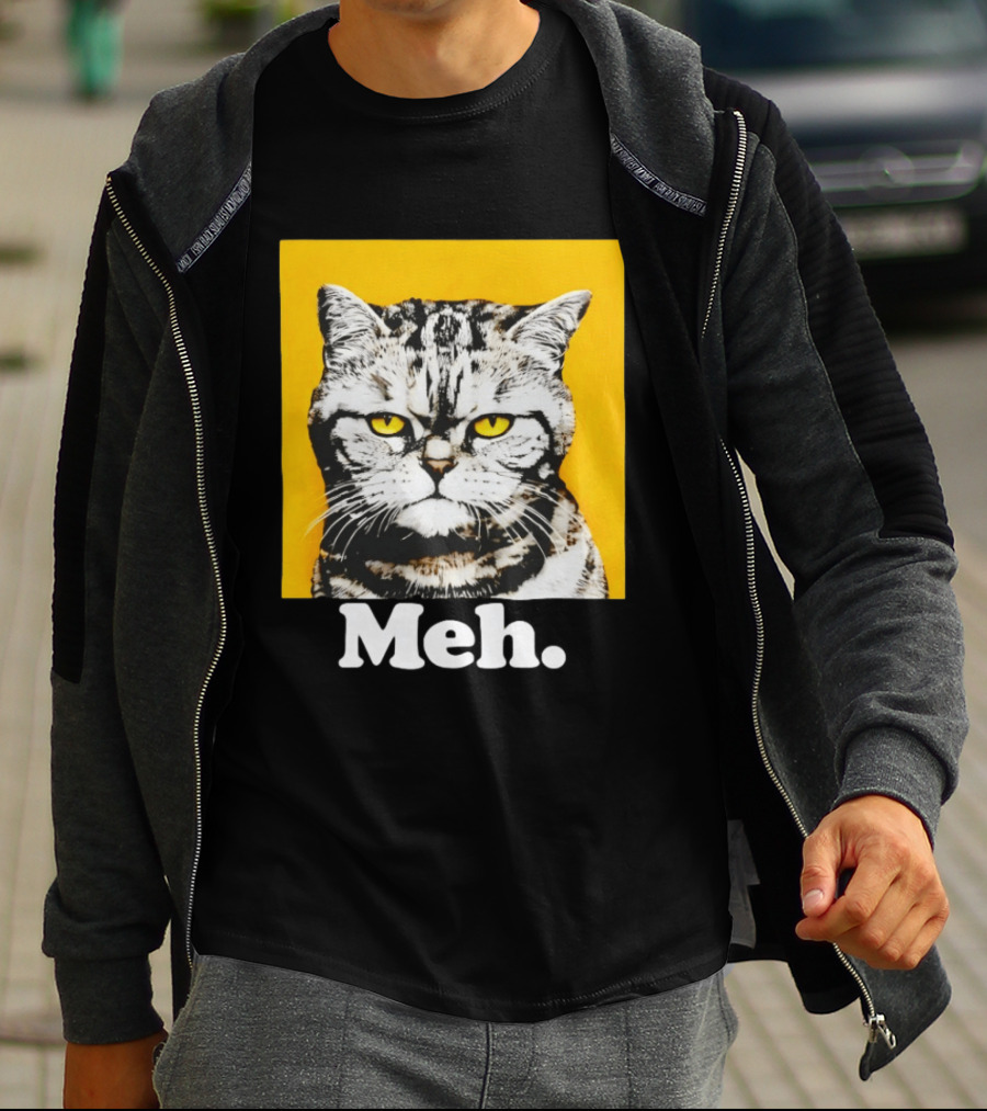 Meh Angry Cat With Yellow Eyes T-Shirt